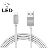 HOM Delight MicroUSB mobil kábel - 100cm - LED fénnyel - fehér