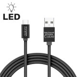HOM Delight USB-C mobil kábel - 100cm - LED fénnyel - fekete