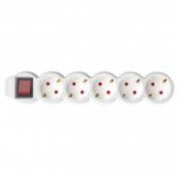 Home by Somogyi Hálózati elosztó, kapcsolós, 5 aljzat, 1,5 m, IP20, fehér