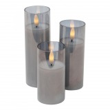 Home by Somogyi Home CDS 3 LED-es gyertyaszett üvegben, lángnyelv alakú LED, valódi viasz, 6 cm magas