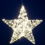 Home csillag fém dekoráció, meleg fehér (KAD40)