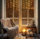 HOME KAF50DLEDWW DOT LED-es fényfüggöny, 50db melegfehér DOT LED, 81cm, állófényű, adapteres tápellátás, beltéri kivitel