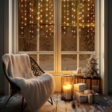 HOME KAF50DLEDWW DOT LED-es fényfüggöny, 50db melegfehér DOT LED, 81cm, állófényű, adapteres tápellátás, beltéri kivitel