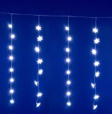 HOME KAF50WH LED-es hópehely fényfüggöny, 1,35 m, 50 db hidegfehér LED, hálózati tápellátás, beltéri kivitel