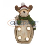 HOME KDC 17 LED-es asztali dísz, rénszarvas, melegfehér világítás, kerámia, 9x17 cm