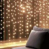 Home KIN126DWW DOT LED-es fényfüggöny, 0,9 m, 126 db melegfehér DOT LED, állófényű, hálózati tápellátás, beltéri