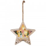 Home KLW 17 S ajtódísz, ablakdísz, fa, csillag forma, 6 db LED, lézervágott, hóember, kapcsolható