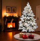 Home KMF8LED150 havas műfenyő LED-ekkel, 170db melegfehér LED, 8 program, 150cm magas, 101cm átmérő, 3D és 2D tűlevelek, hálózati tápellátás, beltéri kivitel