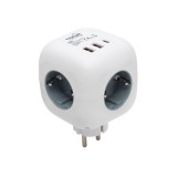 home kocka elosztó 3aljzat, kapcsoló 16a 250v 2xusb-a 1xusb-c