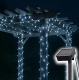 Home SLC200WH szolár fényfüzér, 200db hidegfehér LED, 14m hosszúság, zöld vezeték, kültéri kivitel