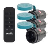 Home távirányítható kültéri hálózati aljzat szett, IP44, 2300 W, 3 aljzat +1 távirányító, 40m hatótáv (THO2313) (THO2313)