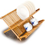 HomeandMode 2 szintes összehajtható bambusz konyhai edényszárító