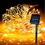 HomeandMode 200 micro LED-es, napelemes kerti fényfüzér, meleg fehér, 10m
