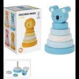 HomeandMode 6 részes gyűrűs Fa építő Játék, 18 hónapos kortól, kék Koala, 13 cm