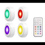 HomeandMode FXlight 4 db-os elemes öntapadós, 12 COB RGB színes LED-es lámpa készlet, távirányítóval