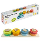 HomeandMode Montessori geometriai formák kirakó játék, 9 db-os, fa, 30x7x4.5 cm