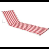 HomeandMode Nagyméretű összehajtható puha strandszőnyeg, háttámlával, 153 x 53 cm - piros-csíkos