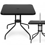 Homelux Fémvázas kerti asztal 80x80 cm edzett üveg, fekete