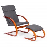 Homelux Finn hintaszék fa vázzal, lábtartóval mogyoróbarna - szürke