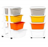 Homelux Guruló fiókos játéktároló szekrény 4 részes, élénk 36x35.5x74 cm