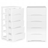 Homelux Kihúzható 5 fiókos polc kerekes lábakkal fehér