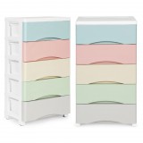 Homelux Kihúzható 5 fiókos polc kerekes lábakkal színes