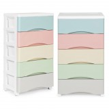 Homelux Kihúzható 5 fiókos polc kerekes lábakkal színes