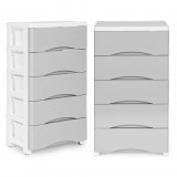 Homelux Kihúzható 5 fiókos polc kerekes lábakkal szürke