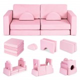 Homelux Moduláris gyerek kanapé 10 puha párnából, 2 személyes, rózsaszín