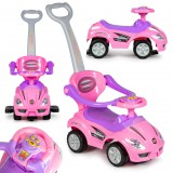 Homelux Ride-on autó tolóautó 3 az 1-ben deluxe fogantyúval és zenélő panellel rózsaszín