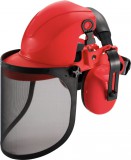 Homlokpánt rostélyos arcvédővel és zajvédővel