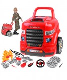 Hordozható Autószerelő Készlet Tárolóval-Hang és Fényhatásokkal-Nyitható Motorháztető-Távirányítóval-Kormánykerékkel-Kiegészítőkk-Kamion