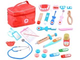 Hordozható Egészségügyi Táska-Orvosi és Fogorvosi Fa Eszközökkel-Sztetoszkóppal-Hallható Szívhanggal-Rengeteg Kiegészítővel