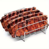 Hordozható tapadásmentes bordatartó, acél BBQ grillrács steakhez és báránybordához, kültéri főzőeszköz otthoni és éttermi konyhához, tartós sütőrács