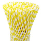 HoReCa Szívószál papír sárga-fehér csíkos - 8mm átm. 23cm