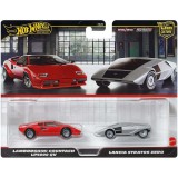 Hot Wheels Deluxe kisautó 2db-os csomag Lamborghini Countach LP5000 QV és Lancia Stratos Zero - Mattel