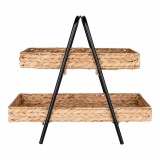 House Nordic Alfaro fonott tálca fekete fém lábbal, vízi jácint, 42x23x43,5 cm