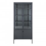 House Nordic Brisbane vitrin, 4 üvegajtó, acél, fekete 80x35x180 cm