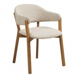 House Nordic Dunkirk étkező szék, karfa, tölgyfa szövet üléssel, bézs