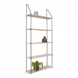 House Nordic Eindhoven polc, 5 natúr fa polccal, fekete keret 65x17x145 cm