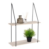 House Nordic Haag polc, 2 natúr fa polccal, fekete keret 55x21 cm