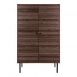 House Nordic Kyoto polcos szekrény, 2 ajtós, tölgyfa furnér, füstölt, fekete fém lábak 80x40x130 cm