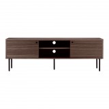 House Nordic Kyoto TV-állvány, 2 ajtós, 2 polcos, tölgyfa furnér, füstölt, fekete fém lábak 150x40x50 cm