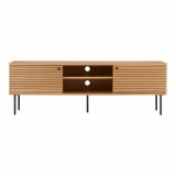 House Nordic Kyoto TV-szekrény, 2 ajtó, 2 polc, tölgy furnér, natúr, fekete fém lábak 150x40x50 cm