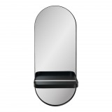 House Nordic Olbia tükör fém polc, acél, fekete, 25x12x60 cm