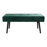 House Nordic Skiby pad, sötét zöld bársony, fekete lábakkal 100x35x44 cm