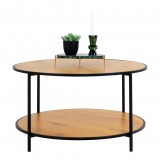 House Nordic Vita dohányzóasztal tölgyhatású, fekete kerettel Ø80x45 cm