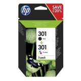 HP 301 2-pack Black/Tri-color Ink Cartridges (190/165 oldal) (N9J72AE)