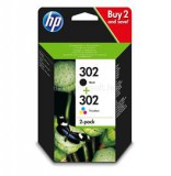 HP 302 302 2 darabos fekete/háromszínű tintapatronok (X4D37AE)