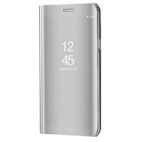 Huawei Honor 50 Lite / Nova 8i, Oldalra nyíló tok, hívás mutatóval, Smart View Cover, ezüst (utángyártott) (110233) - Telefontok